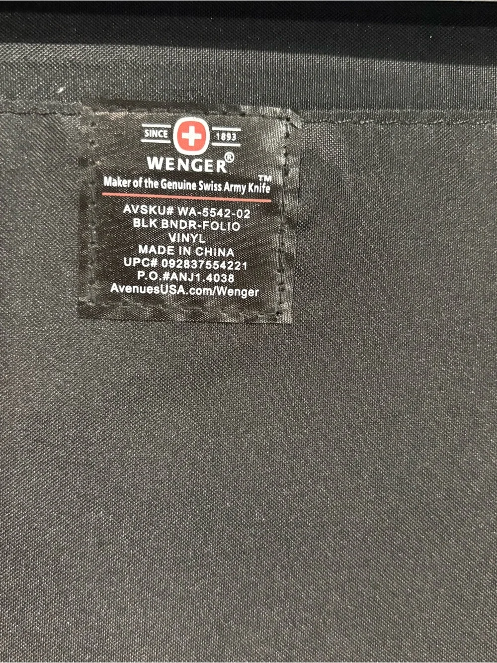 Wenger Premier Leather The Carina Binder Folio Organizer Swiss Army Black 3 Ring